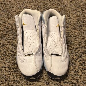Jordan Kids White Leather Sneakers with Gold Accents